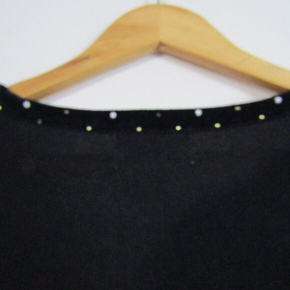 Quaker Factory Women's Sweater Large Black Christmas Beaded Embroidery Holiday - Picture 8 of 13